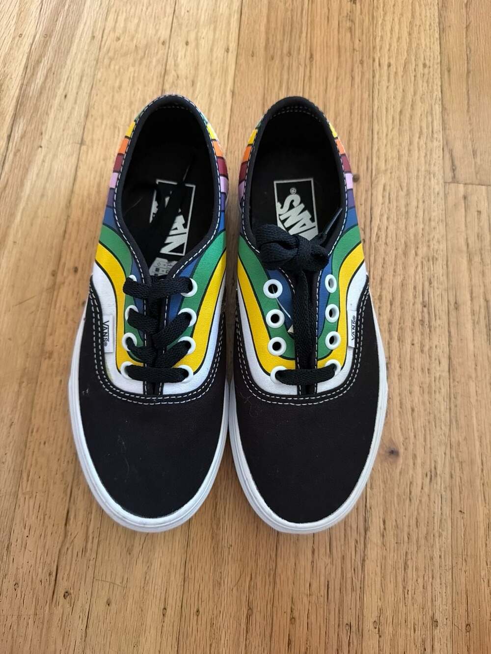 Vans Authentic Rainbow Wave Black Canvas Sneakers